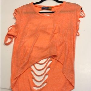 Orange cut out summer T-shirt